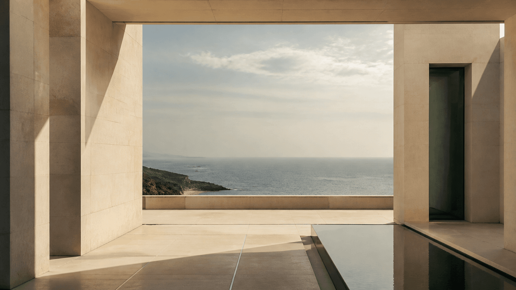 Mediterranean architecture opening toward the sea in Cyprus